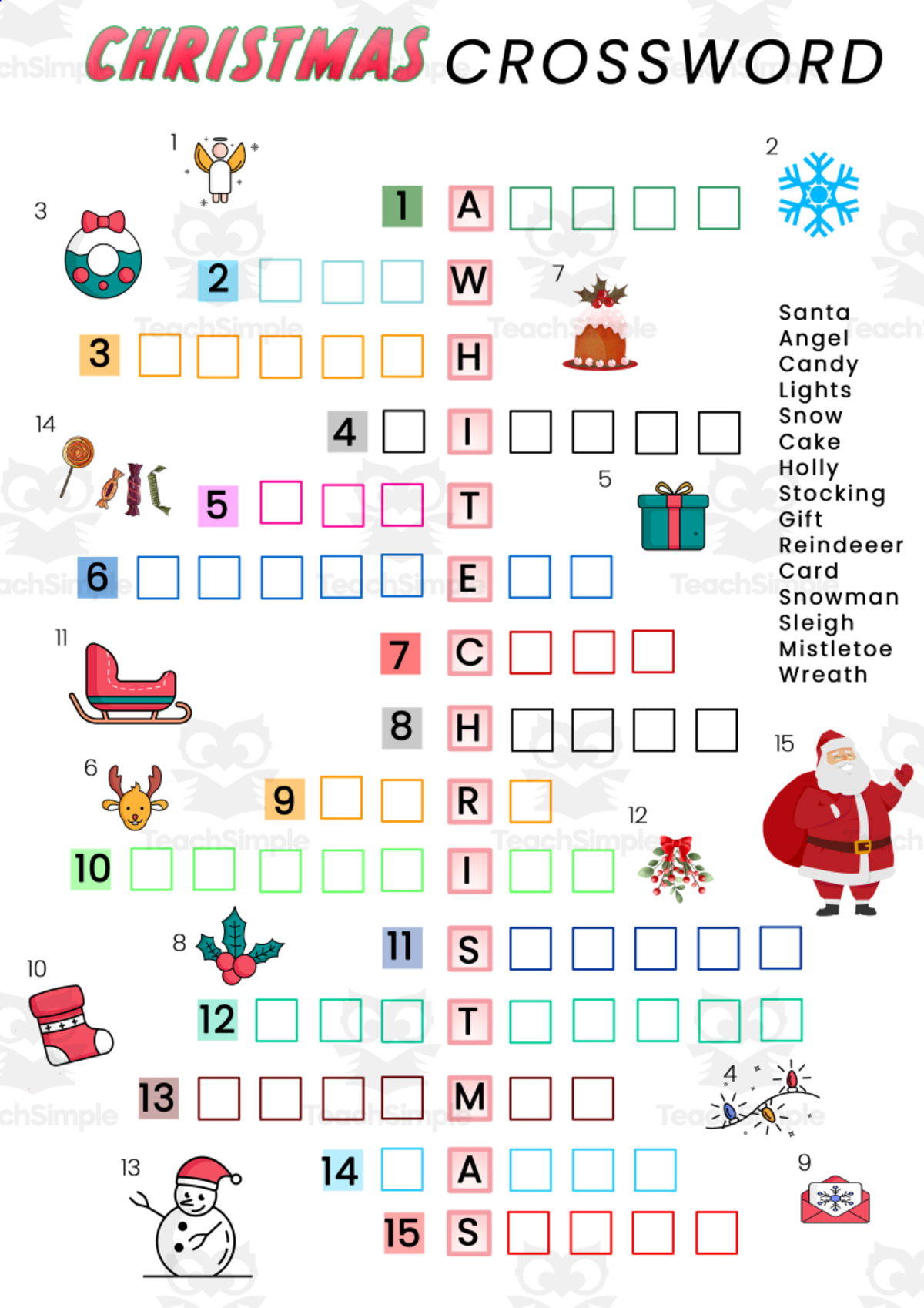 An educational teaching resource from The Laughing Linguist entitled Differentiated Christmas crossword for ESL learners downloadable at Teach Simple.