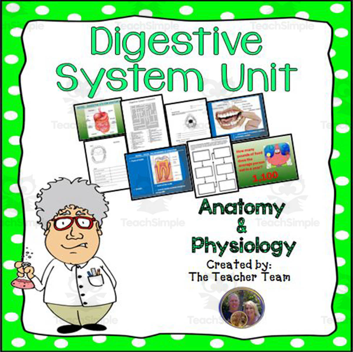 An educational teaching resource from The Teacher Team entitled Digestive System Unit | Anatomy and Physiology downloadable at Teach Simple.