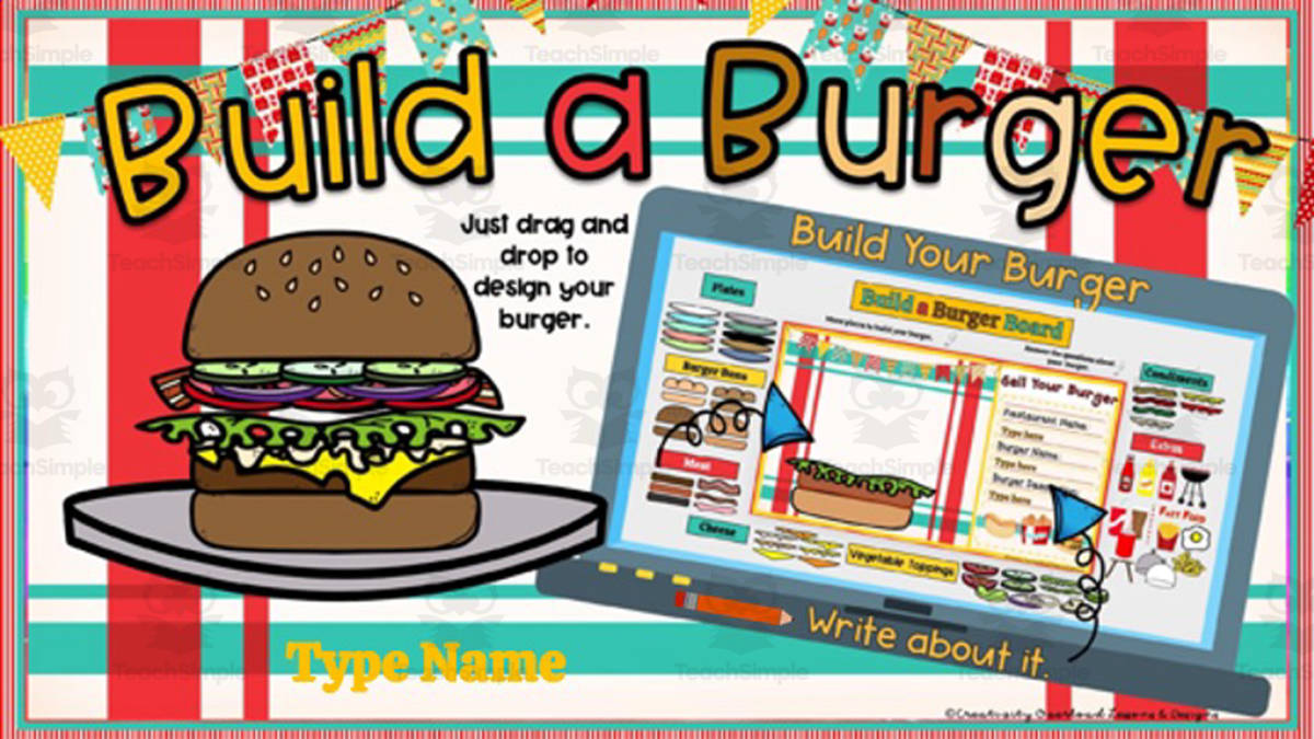 An educational teaching resource from Creativity Overload entitled Digital Art & Creative Writing Activity: Build a Burger downloadable at Teach Simple.