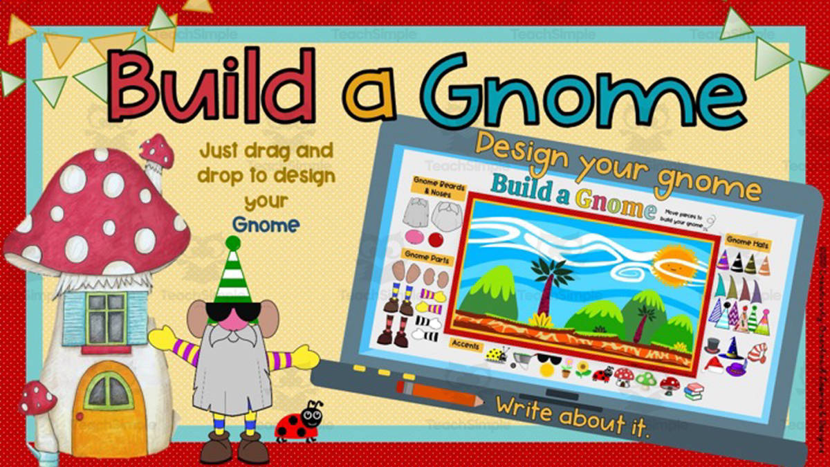 An educational teaching resource from Creativity Overload entitled Digital Art & Creative Writing Activity: Build a Gnome downloadable at Teach Simple.
