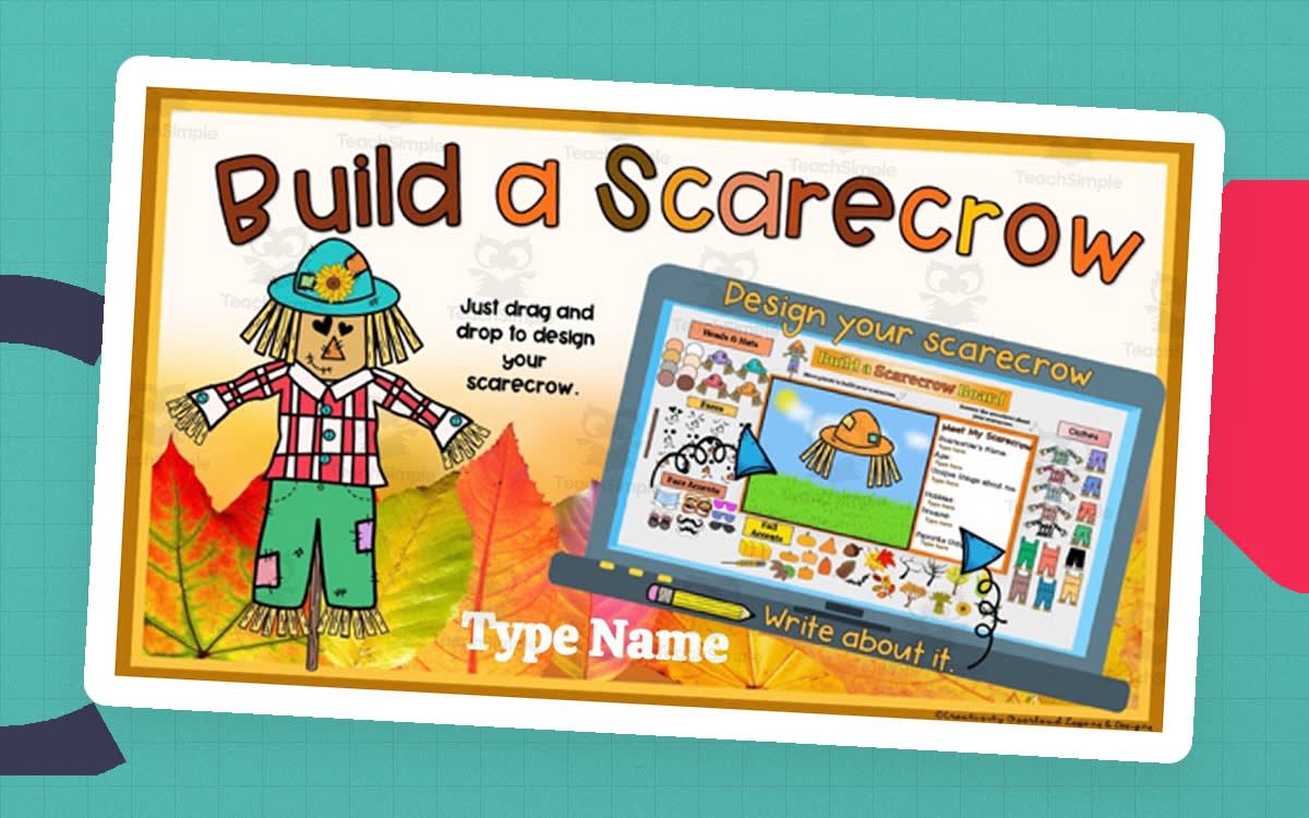 An educational teaching resource from Creativity Overload entitled Digital Art & Creative Writing Activity: Build a Scarecrow downloadable at Teach Simple.