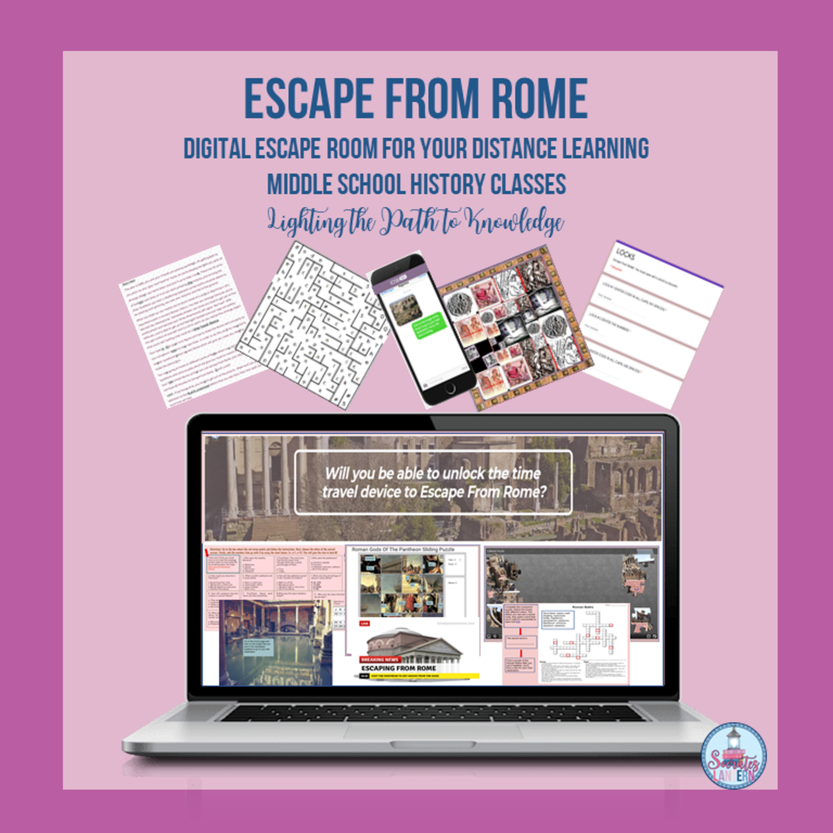 An educational teaching resource from Socrates Lantern entitled Digital Escape Room: Escape From Rome downloadable at Teach Simple.