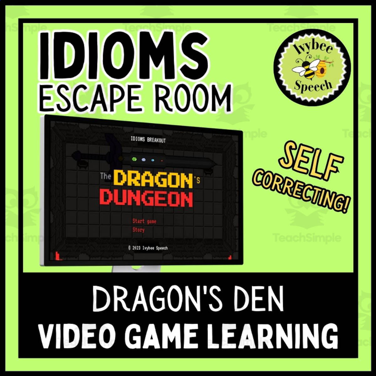 An educational teaching resource from Ivybee Speech entitled Digital Escape Room: Idioms - Dragon's Dungeon downloadable at Teach Simple.