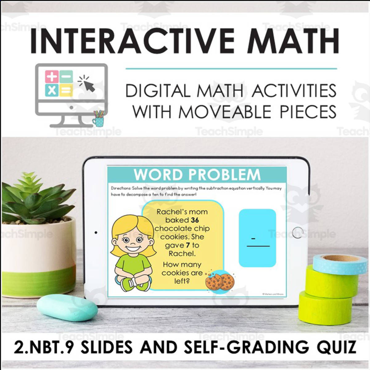 An educational teaching resource from Markers and Minions entitled Digital Math for 2.NBT.9 - Using Place Value to Add and Subtract (Slides + Self-Grading Quiz) downloadable at Teach Simple.