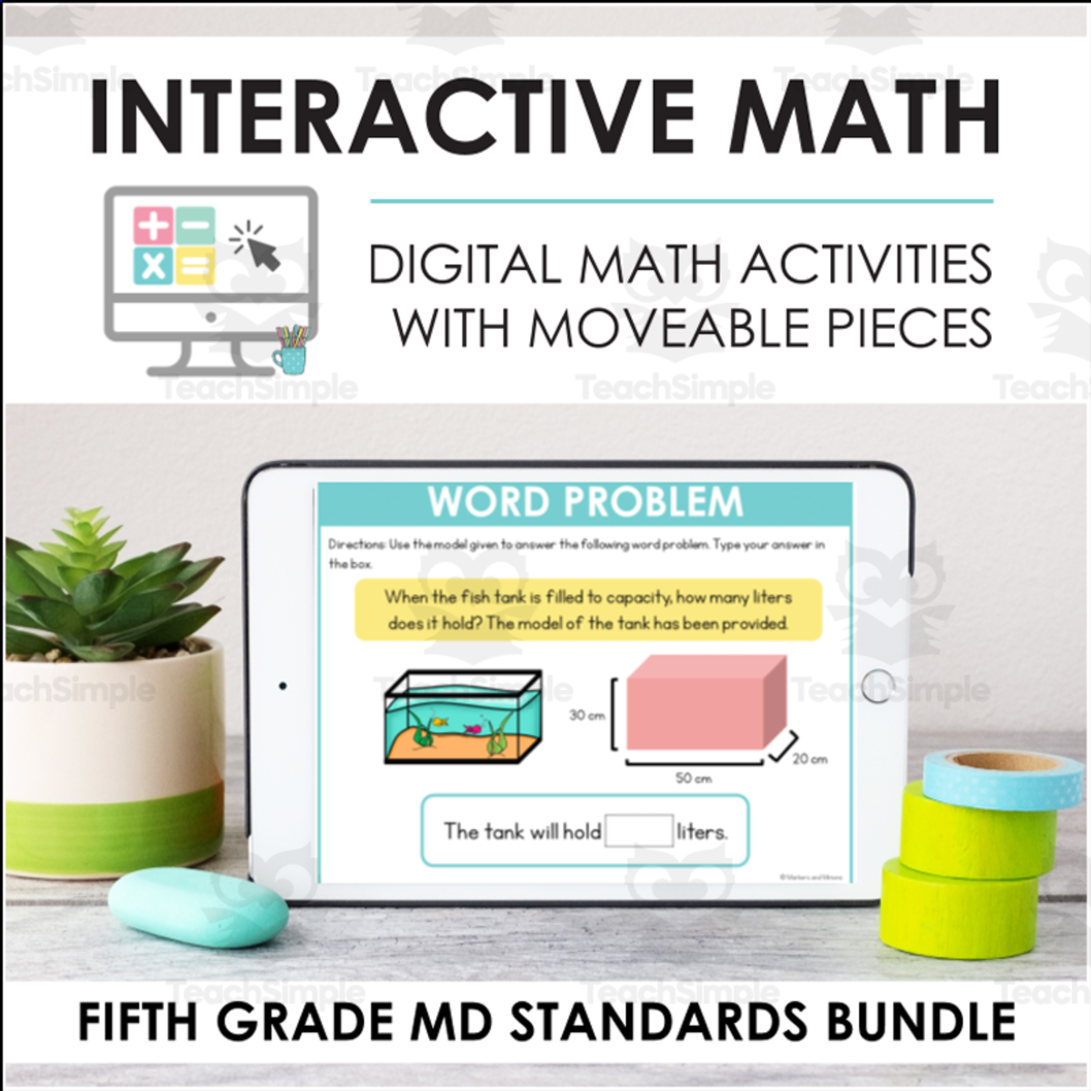 An educational teaching resource from Markers and Minions entitled Digital Math for 5th Grade MD Standards - (BUNDLE of Slides + Self-Grading Quiz) downloadable at Teach Simple.