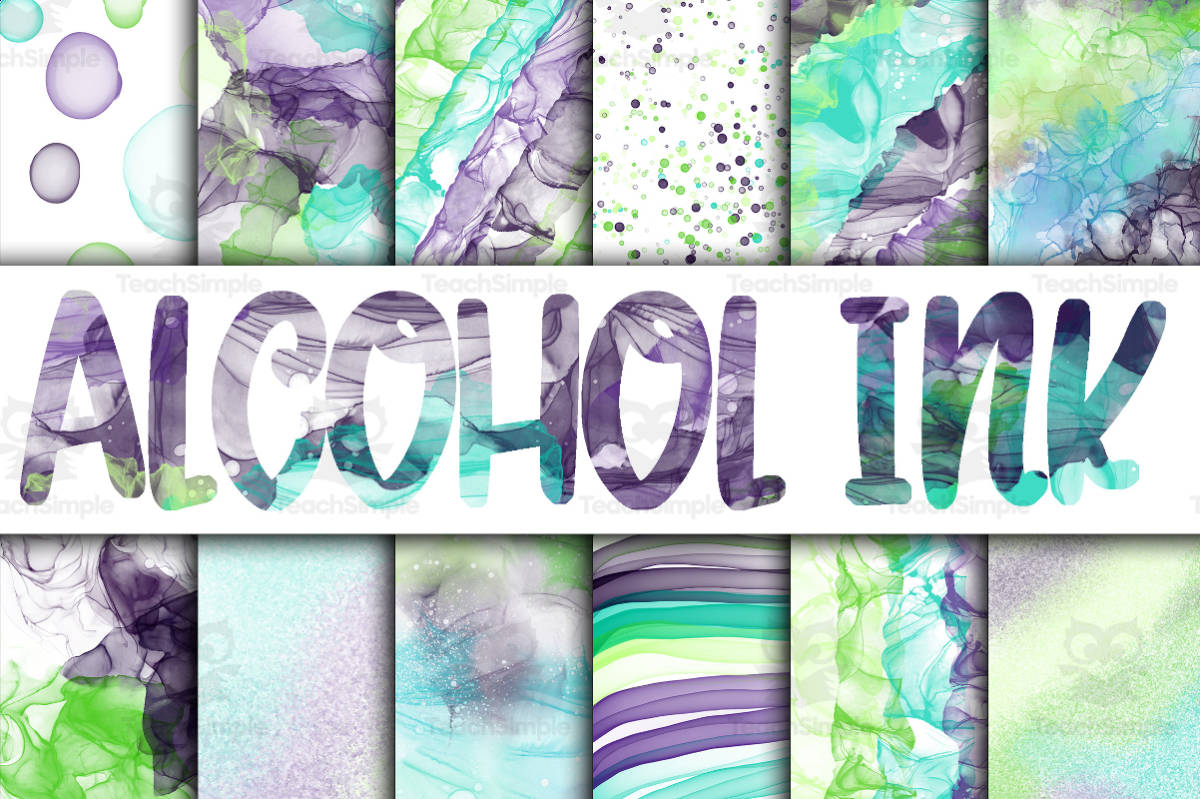 An educational teaching resource from OldMarket entitled Digital Paper: Alcohol Ink Purple Blue and Green downloadable at Teach Simple.