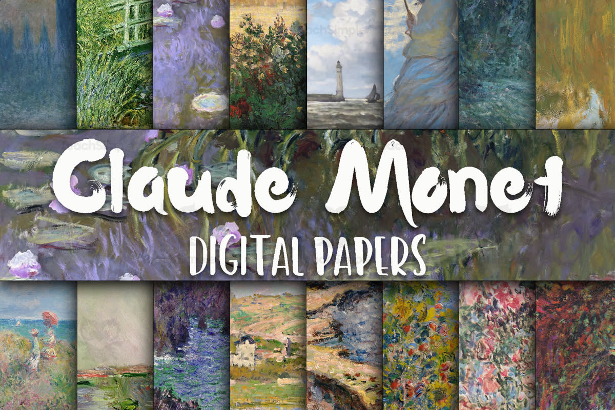 An educational teaching resource from OldMarket entitled Digital Paper: Claude Monet Paintings downloadable at Teach Simple.