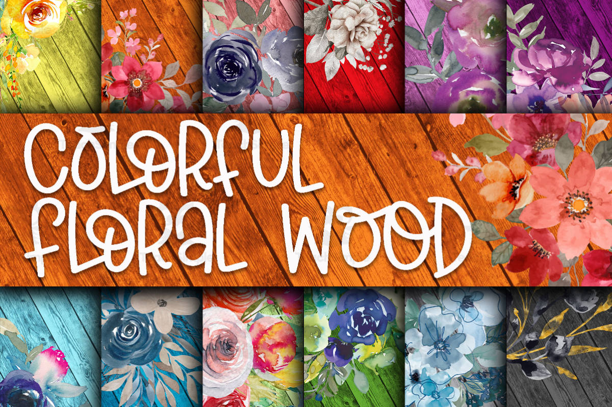 An educational teaching resource from OldMarket entitled Digital Paper: Colorful Floral Wood downloadable at Teach Simple.