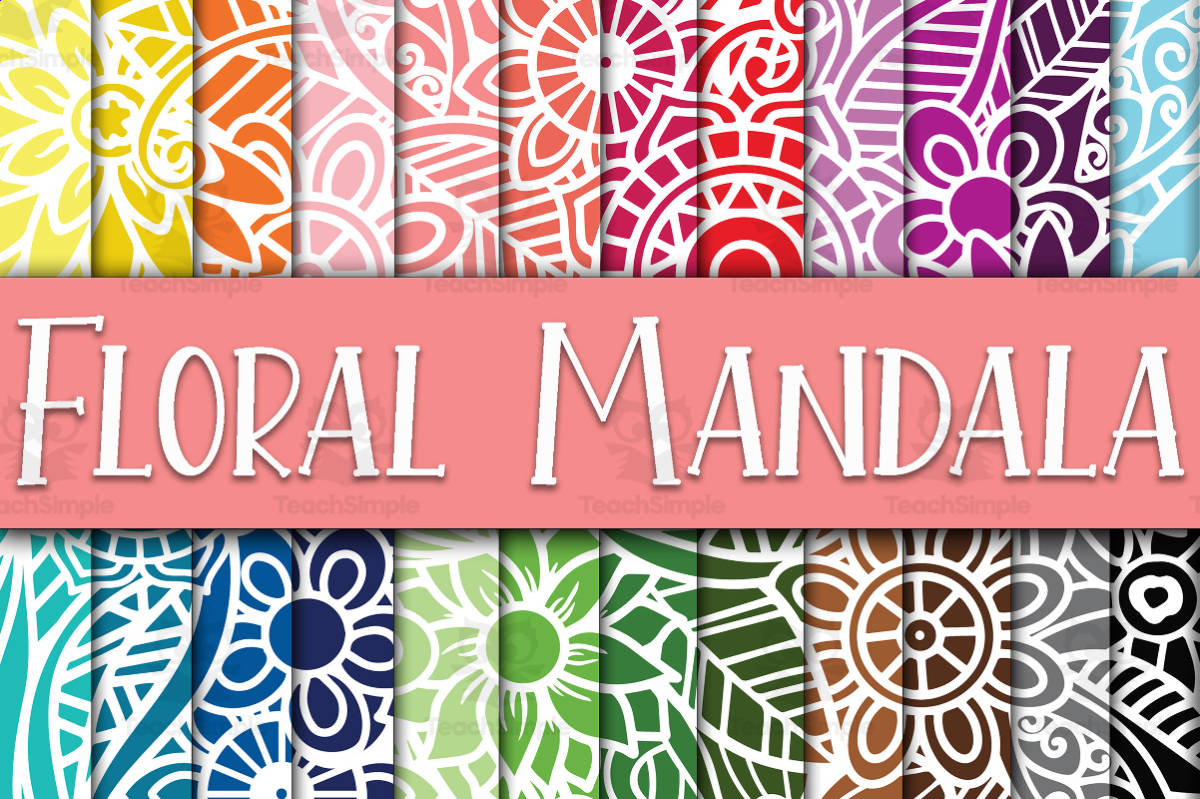 An educational teaching resource from OldMarket entitled Digital Paper: Floral Mandala downloadable at Teach Simple.