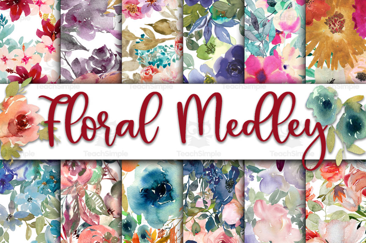 An educational teaching resource from OldMarket entitled Digital Paper: Floral Medley downloadable at Teach Simple.
