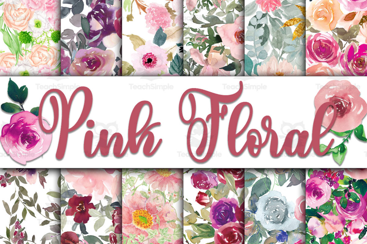 An educational teaching resource from OldMarket entitled Digital Paper: Pink Floral Medley downloadable at Teach Simple.