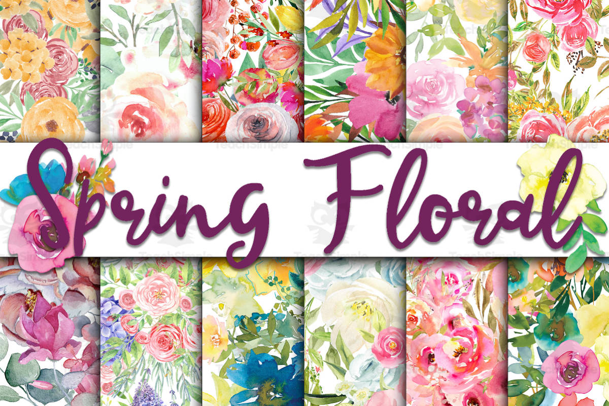An educational teaching resource from OldMarket entitled Digital Paper: Spring Floral Medley downloadable at Teach Simple.