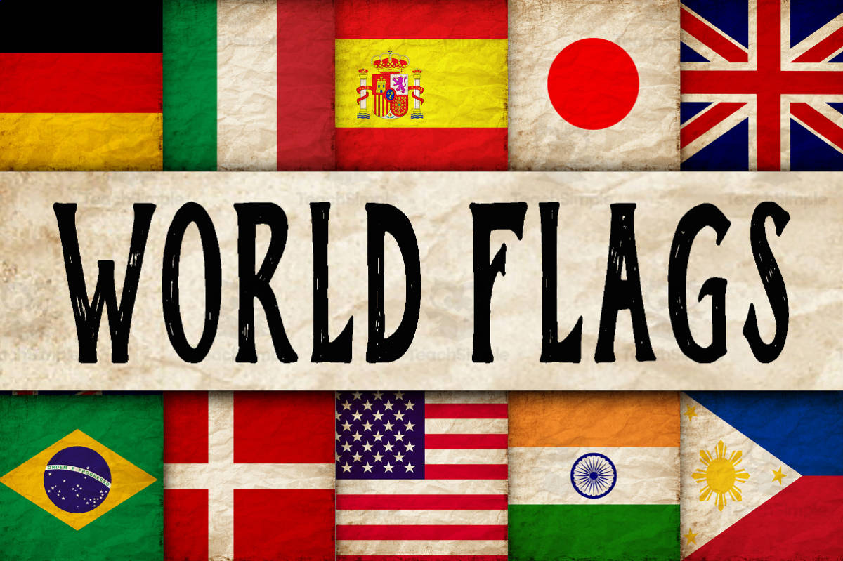 An educational teaching resource from OldMarket entitled Digital Paper: World Flags in Grunge downloadable at Teach Simple.