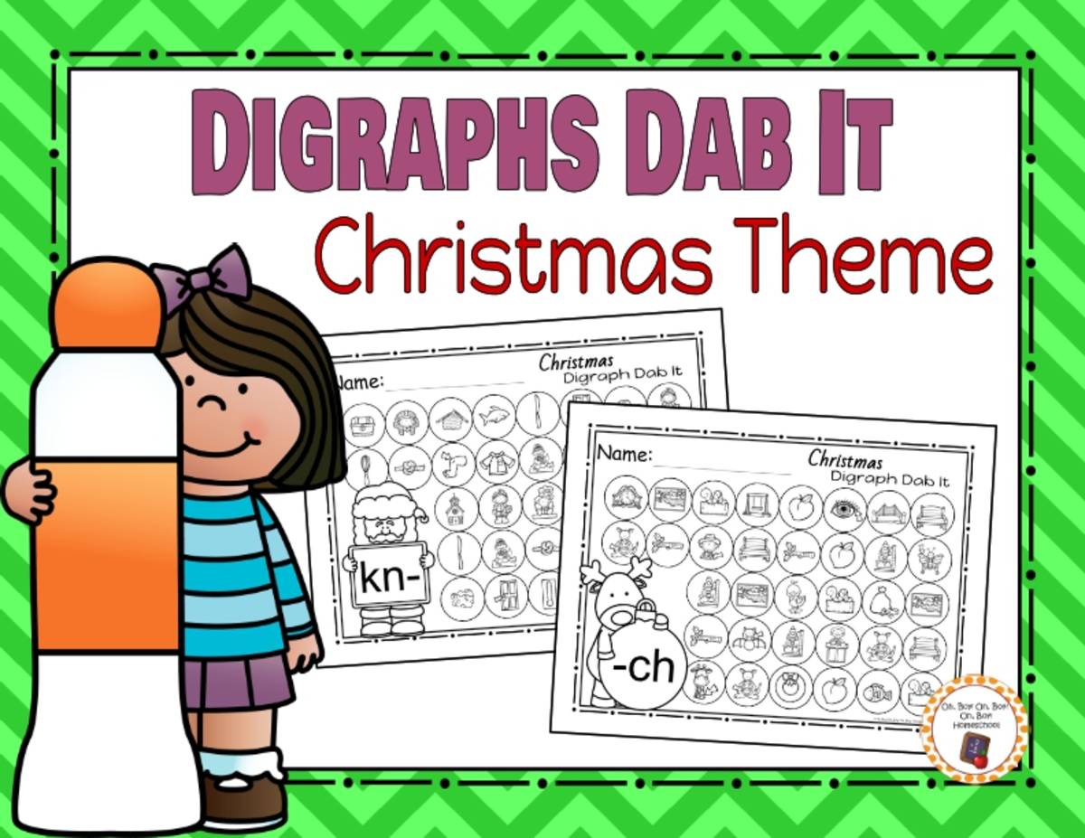 An educational teaching resource from Oh Boy Homeschool entitled Digraphs Dab It - Christmas Theme downloadable at Teach Simple.
