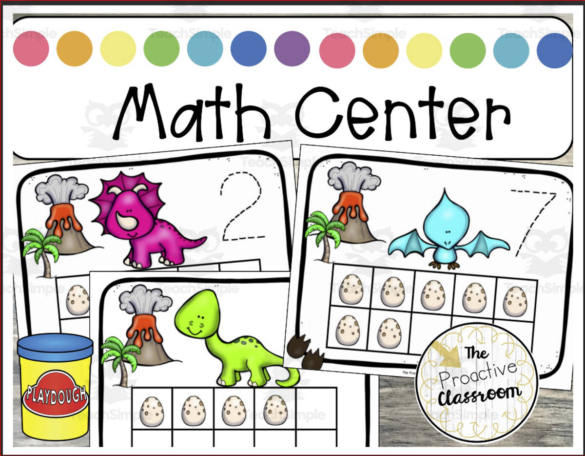 An educational teaching resource from The Proactive Classroom entitled Dinosaur Counting Play Dough Mats downloadable at Teach Simple.