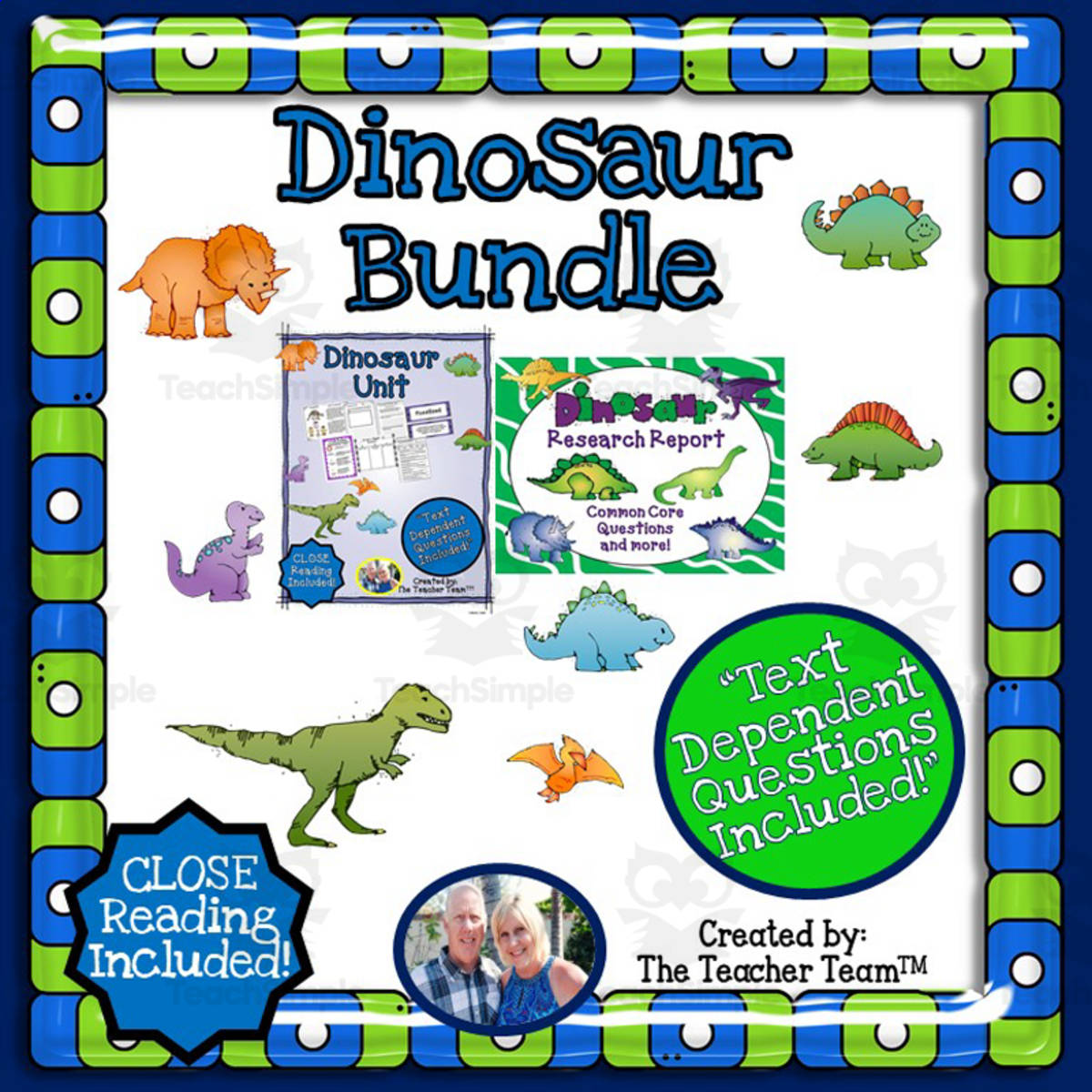 An educational teaching resource from The Teacher Team entitled Dinosaur Unit downloadable at Teach Simple.