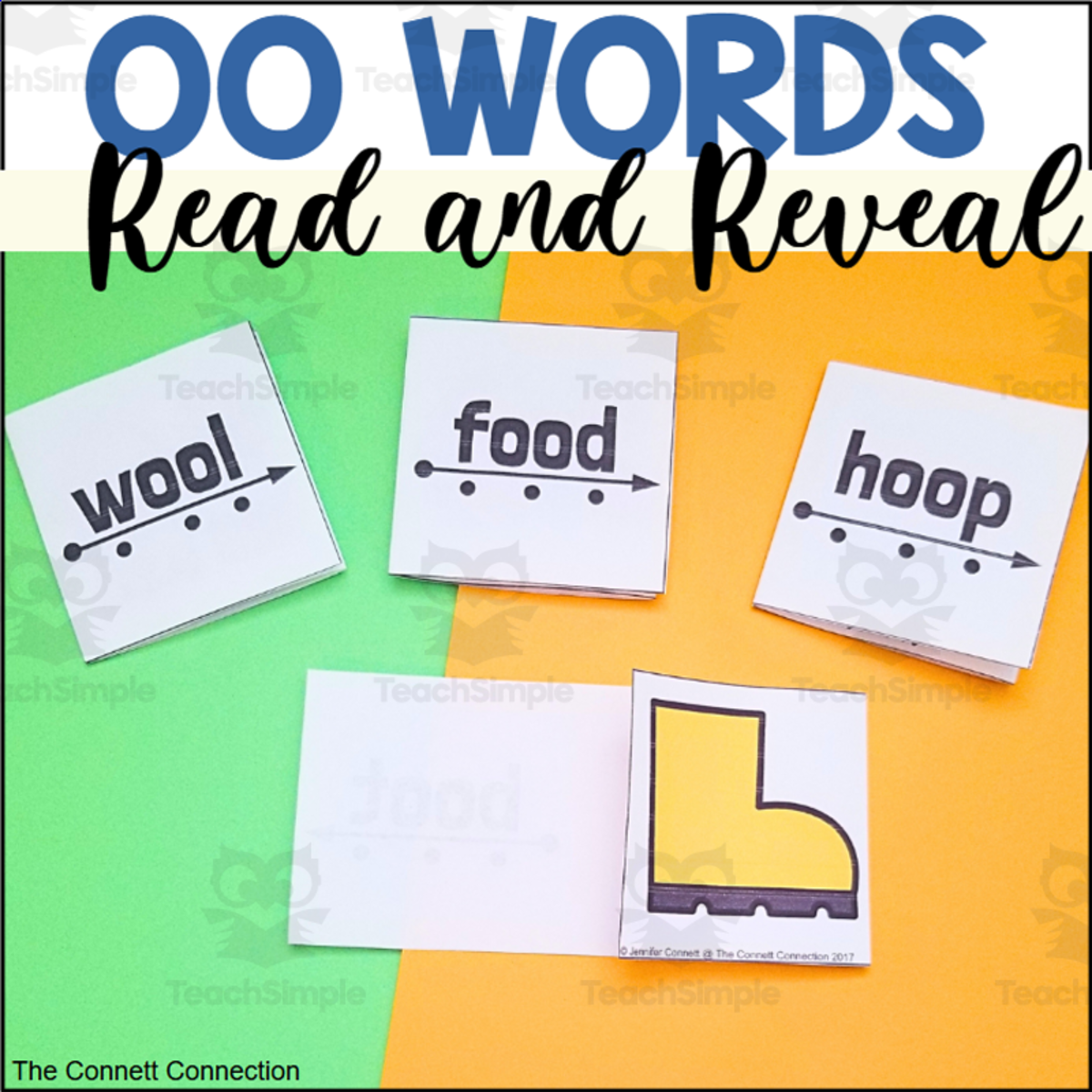 An educational teaching resource from The Connett Connection entitled Diphthongs OO Words Read and Reveal Blending Cards downloadable at Teach Simple.
