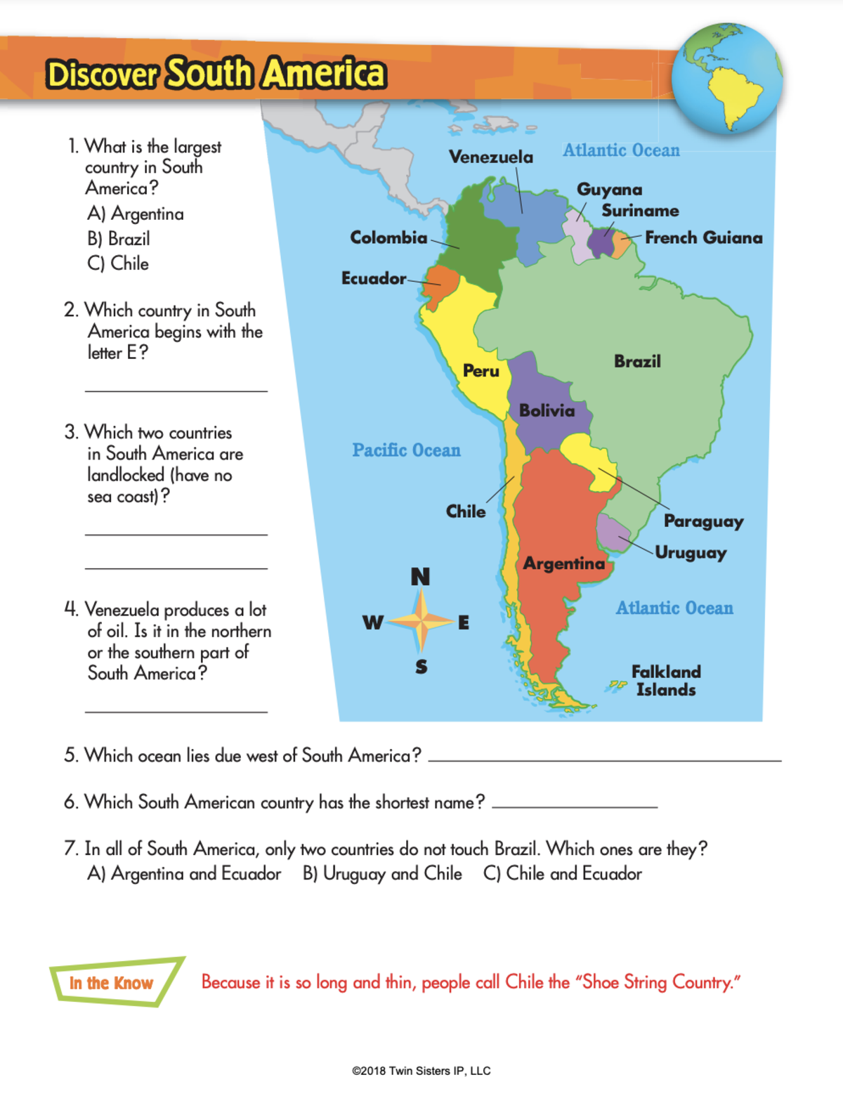 An educational teaching resource from Twin Sisters Digital Media entitled Discover The Continents of the World Printable Workbook downloadable at Teach Simple.