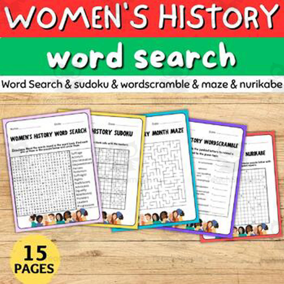 An educational teaching resource from Style Your Classroom entitled Discover Women's History Month Puzzles: Fun Activities for March! downloadable at Teach Simple.
