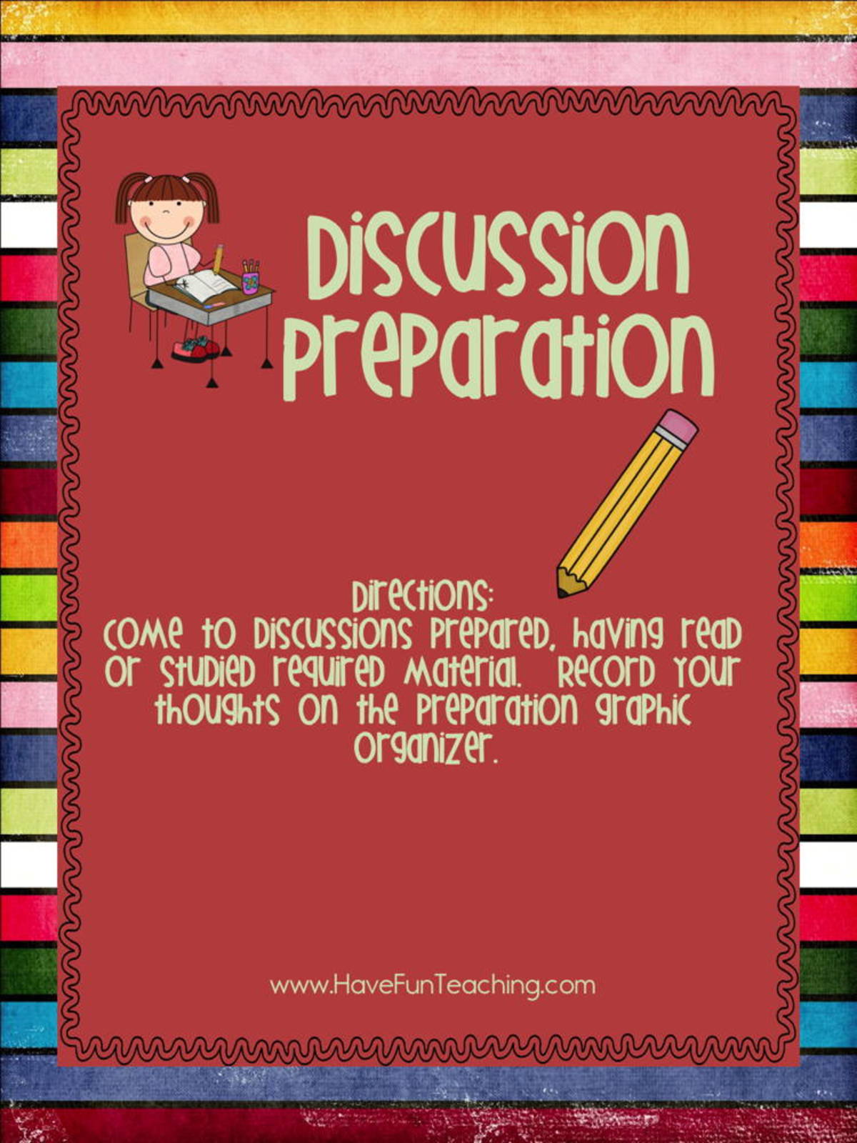 An educational teaching resource from Have Fun Teaching entitled Discussions Preparation Activity downloadable at Teach Simple.