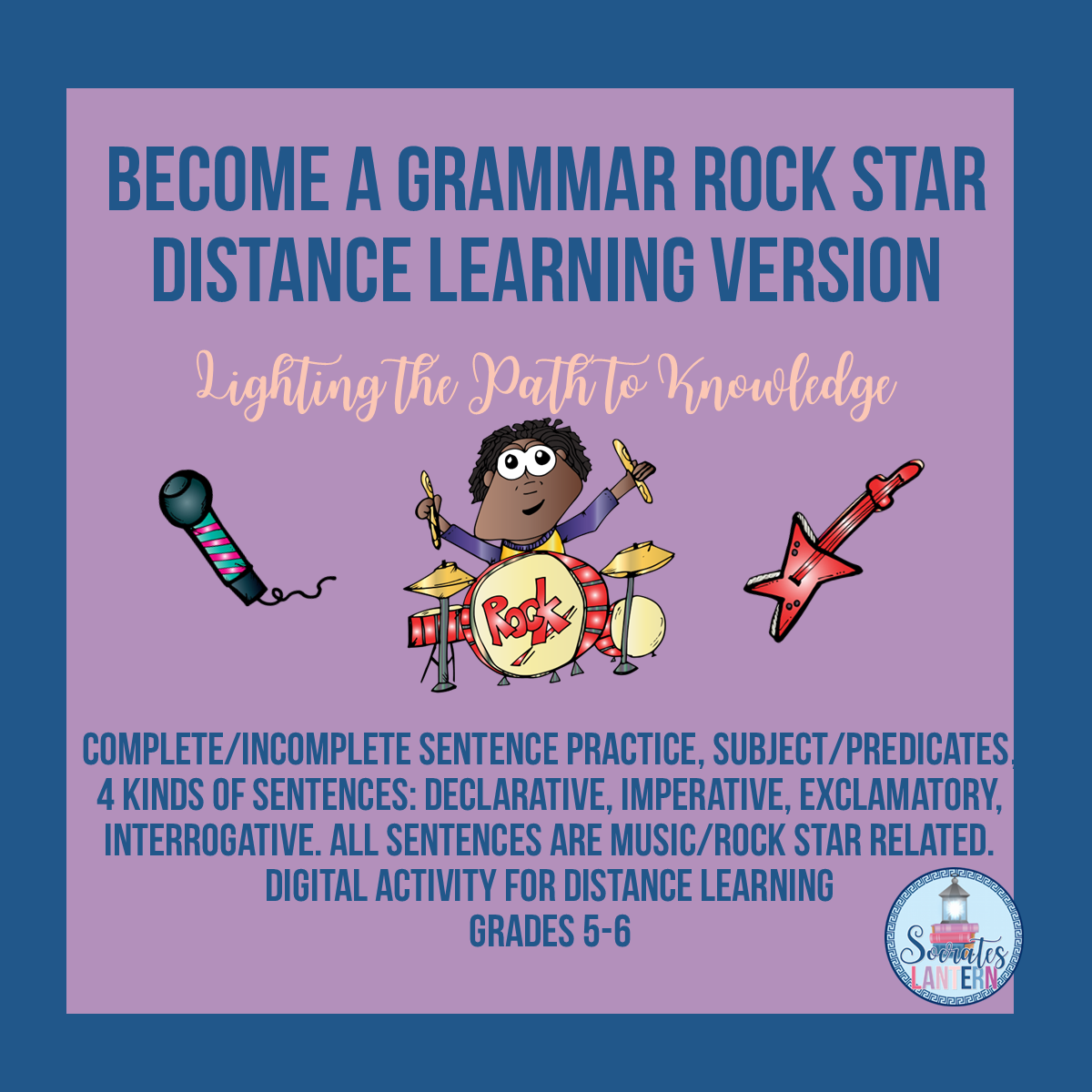 An educational teaching resource from Socrates Lantern entitled Distance Learning: Become a Grammar Rock Star downloadable at Teach Simple.