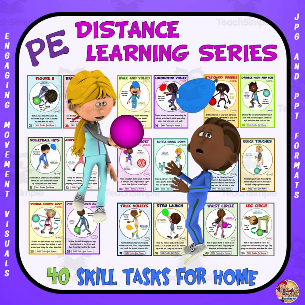 An educational teaching resource from Cap'n Pete's Power PE entitled Distance Learning Series: Skill Tasks for Home downloadable at Teach Simple.