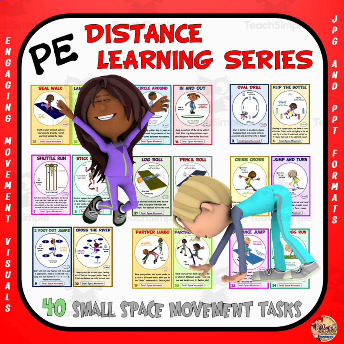 An educational teaching resource from Cap'n Pete's Power PE entitled Distance Learning Series: Small Space Movement Tasks downloadable at Teach Simple.
