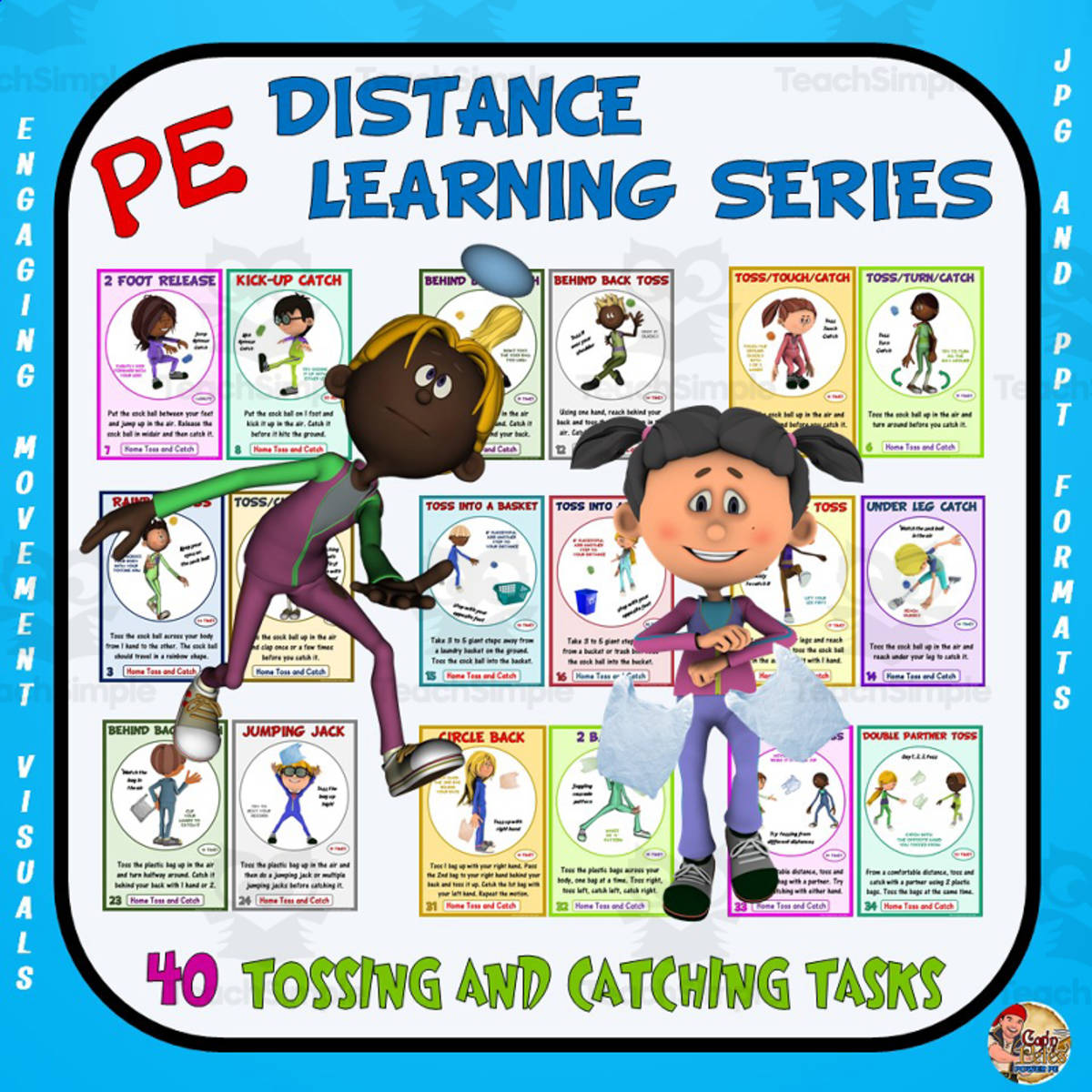 An educational teaching resource from Cap'n Pete's Power PE entitled Distance Learning Series: Tossing and Catching Tasks downloadable at Teach Simple.