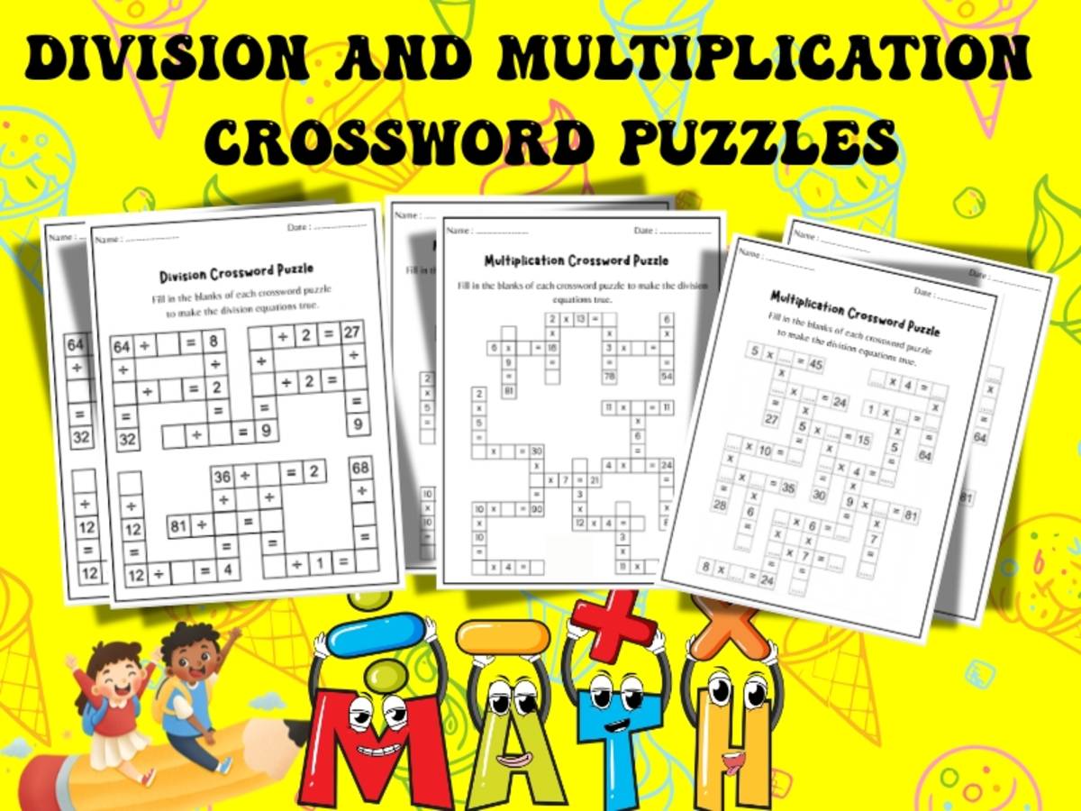 An educational teaching resource from Bright Education entitled Division & Multiplication Crossword Puzzles | Math Facts Practice Work downloadable at Teach Simple.
