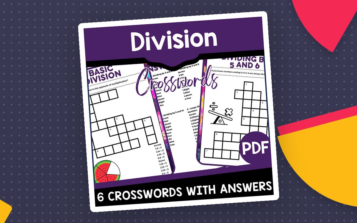 An educational teaching resource from Cored Education entitled Division Crosswords (PDF) downloadable at Teach Simple.