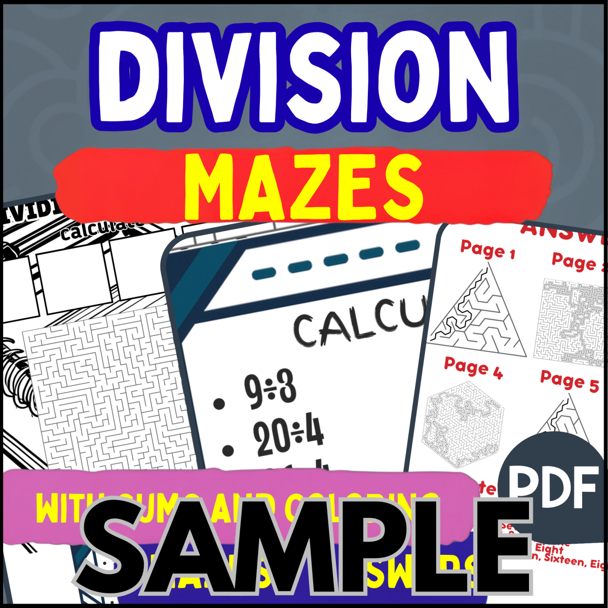 An educational teaching resource from Cored Education entitled Division Mazes: 1 Page Sample (PDF) downloadable at Teach Simple.