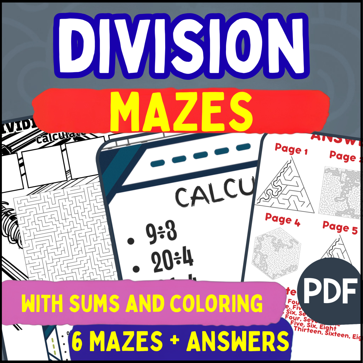 An educational teaching resource from Cored Education entitled Division Mazes (PDF) downloadable at Teach Simple.