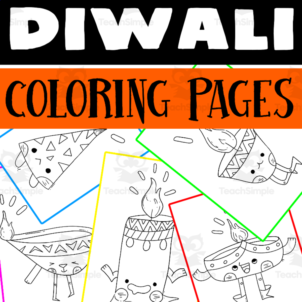 An educational teaching resource from Lapiiin Art Activities entitled Diwali Coloring Pages Worksheet Activity downloadable at Teach Simple.