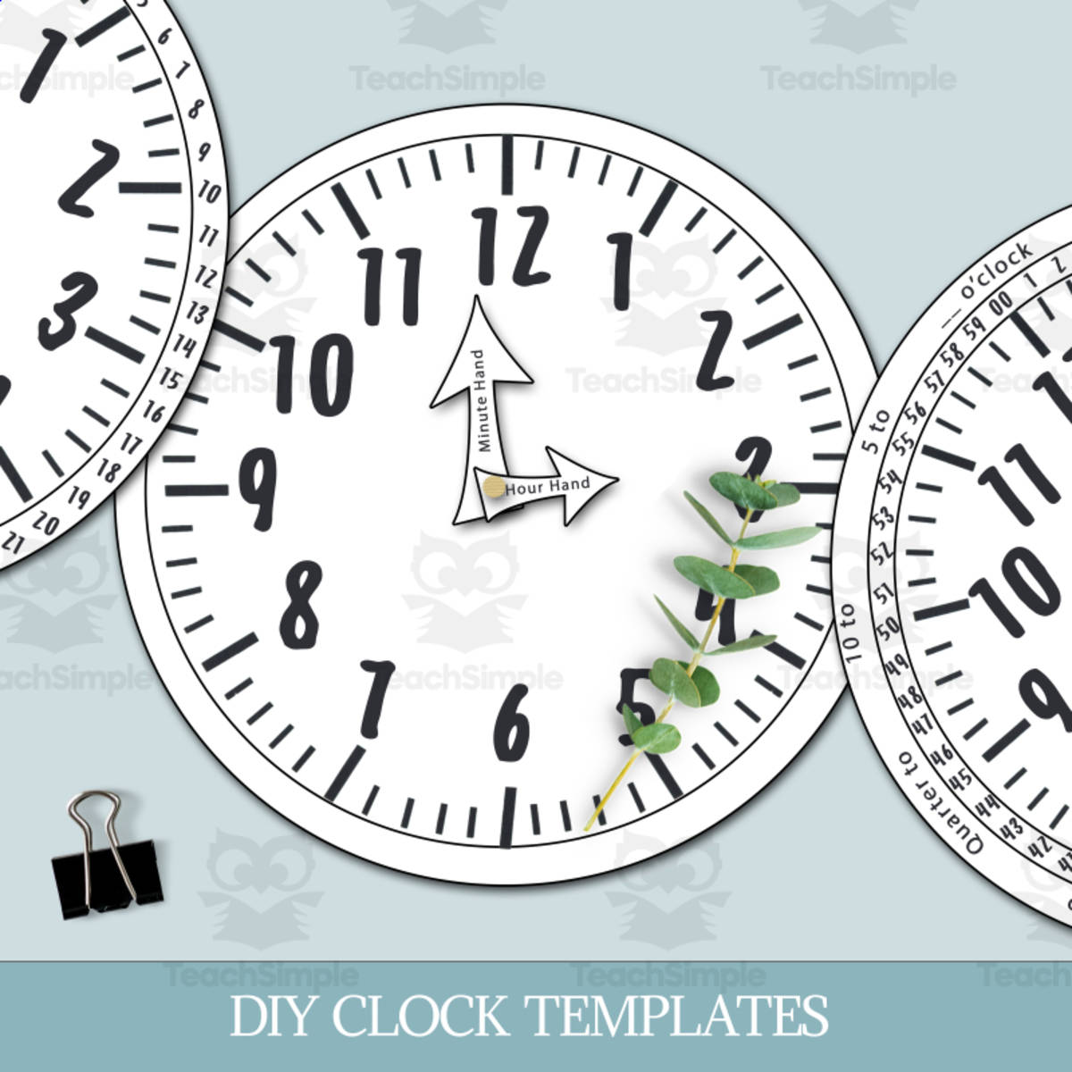 An educational teaching resource from Forever June Digital Design entitled DIY Clock Templates, Learning to Tell Time downloadable at Teach Simple.