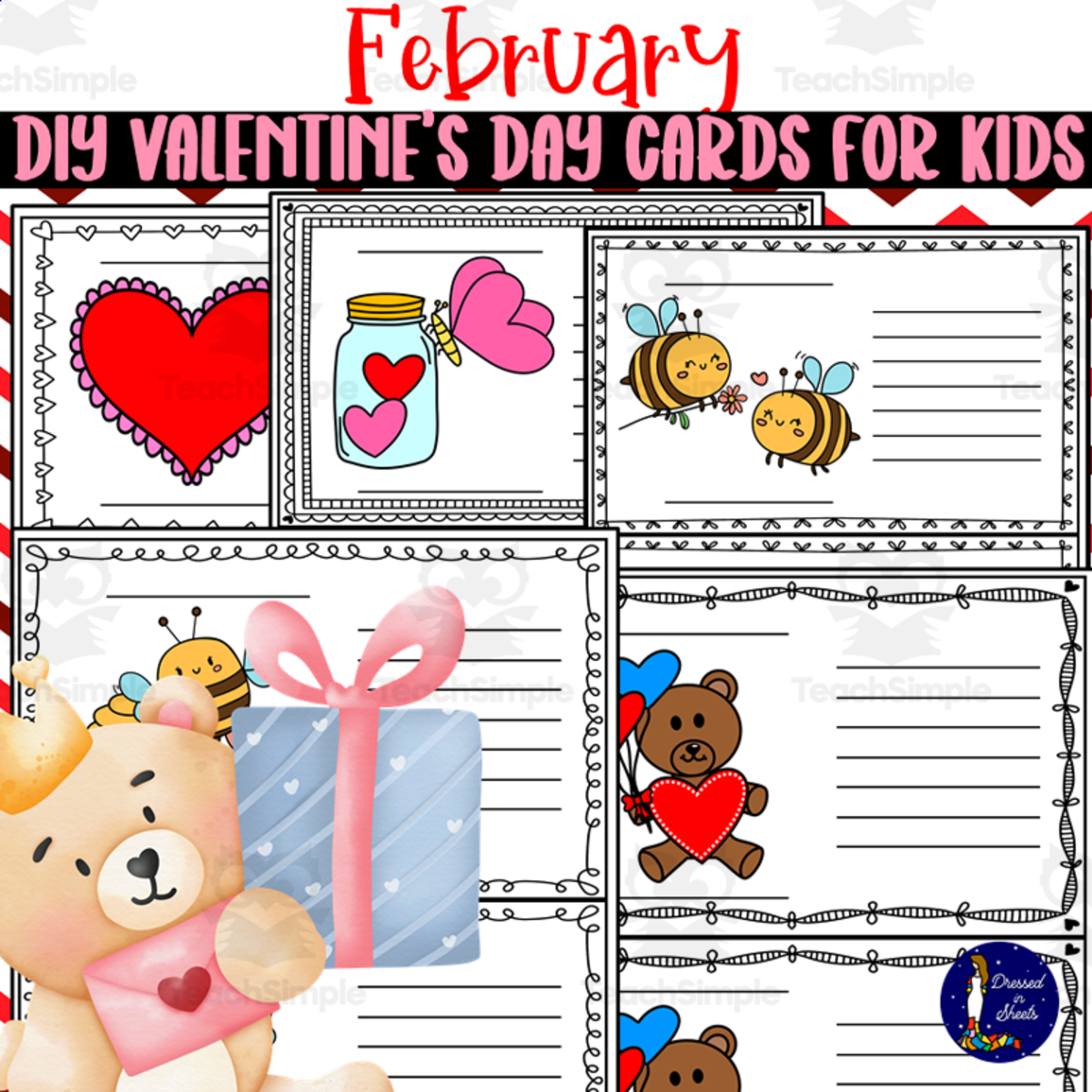 An educational teaching resource from Soumara Siddiqui entitled DIY Printable Valentine's Day Cards for Kids downloadable at Teach Simple.