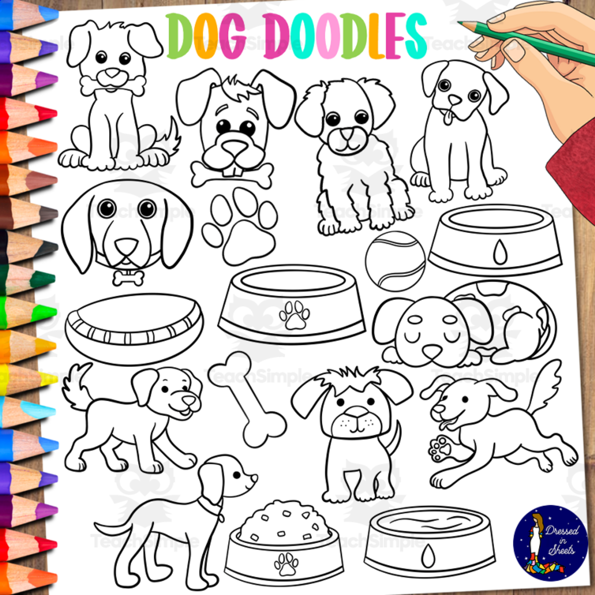 An educational teaching resource from Soumara Siddiqui entitled Dog Doodles downloadable at Teach Simple.