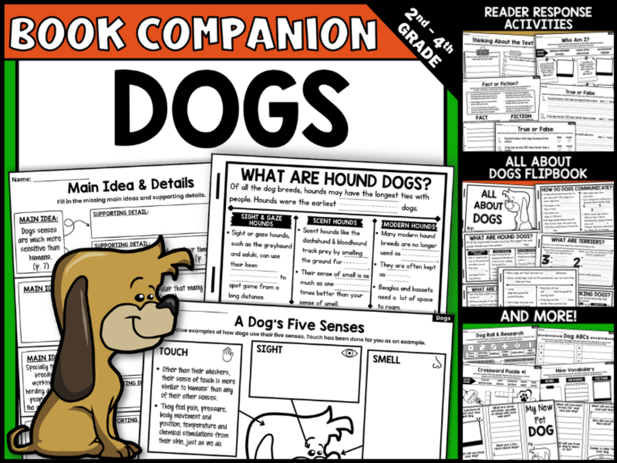 An educational teaching resource from Creatively Gifted entitled Dogs by Seymour Simon Interactive Read-Aloud Activities downloadable at Teach Simple.