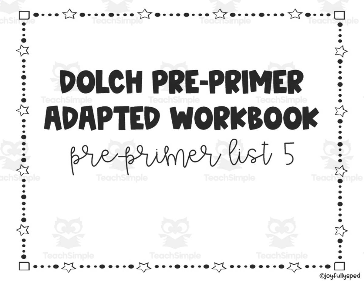 An educational teaching resource from JoyfulToddler entitled Dolch Adapted Workbook: Pre-Primer - List 5 downloadable at Teach Simple.