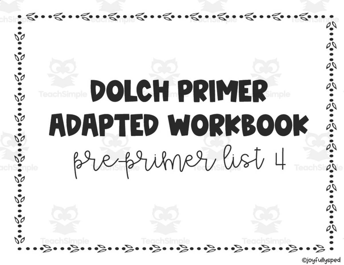 An educational teaching resource from JoyfulToddler entitled Dolch Adapted Workbook: Primer - List 4 downloadable at Teach Simple.
