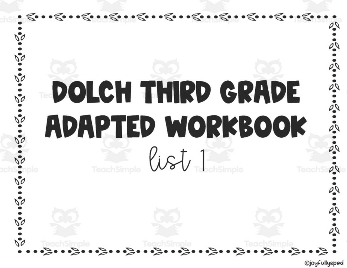 An educational teaching resource from JoyfulToddler entitled Dolch Adapted Workbook: Third Grade - List 1 downloadable at Teach Simple.