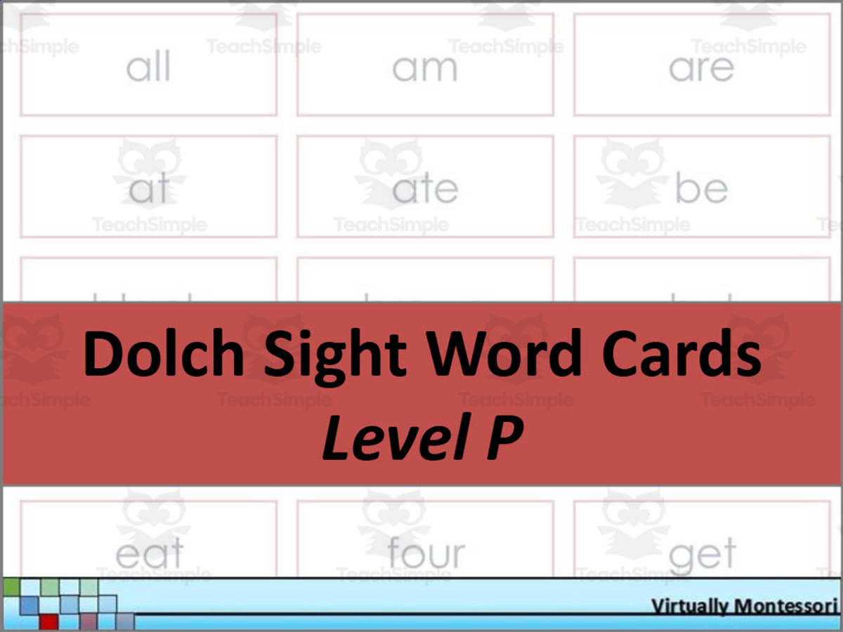 An educational teaching resource from Virtually Montessori entitled Dolch Sight Word Cards - Level P downloadable at Teach Simple.
