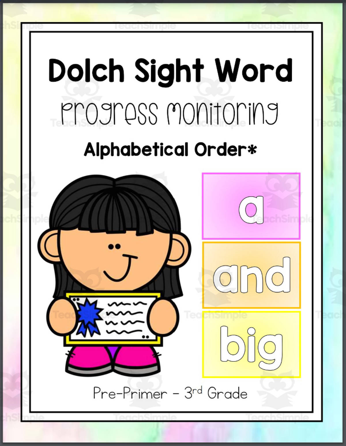 An educational teaching resource from Jessica Richmond entitled Dolch Sight Word: Progress Monitoring - Data Tracking downloadable at Teach Simple.