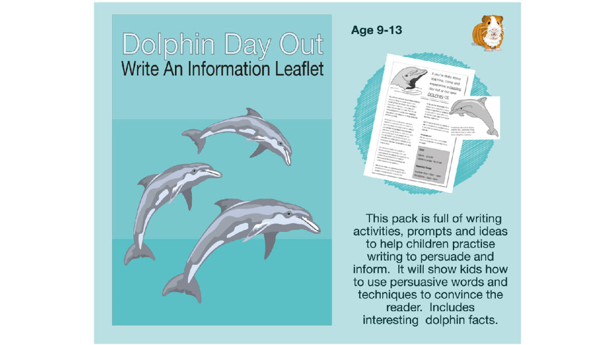 An educational teaching resource from Guinea Pig Education entitled Dolphin Day Out: Write An Information Leaflet (9-13 years) downloadable at Teach Simple.
