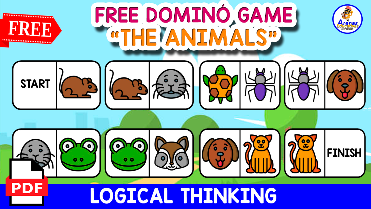 An educational teaching resource from EDITORIAL LAURA EDUCA entitled DOMINÓ GAME FOR KIDS | Made With ANIMALS THEMED downloadable at Teach Simple.