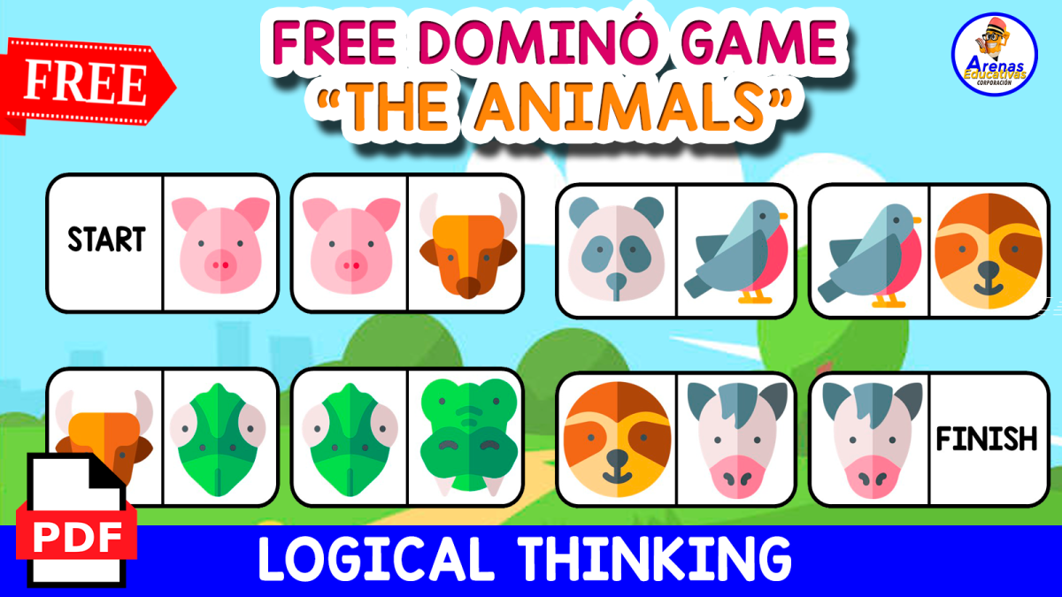 An educational teaching resource from EDITORIAL LAURA EDUCA entitled DOMINÓ GAME MADE WITH ANIMALS THEMED | Free Resource downloadable at Teach Simple.