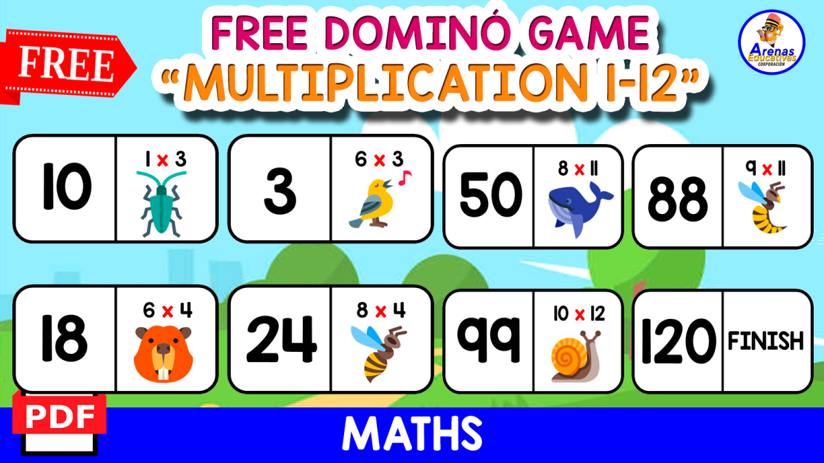 An educational teaching resource from EDITORIAL LAURA EDUCA entitled DOMINÓ GAME OF MULTIPLICATION downloadable at Teach Simple.