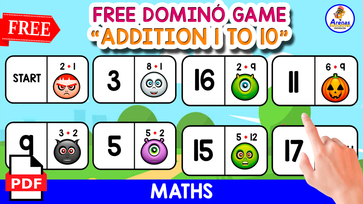 An educational teaching resource from EDITORIAL LAURA EDUCA entitled DOMINÓ OF ADDITION | MONSTER THEMED downloadable at Teach Simple.