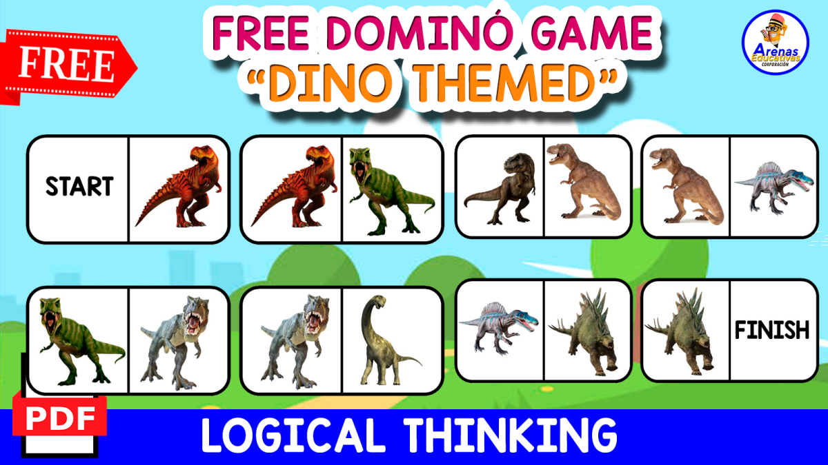 An educational teaching resource from EDITORIAL LAURA EDUCA entitled DOMINÓ OF DINOSAURS | Free Resource downloadable at Teach Simple.
