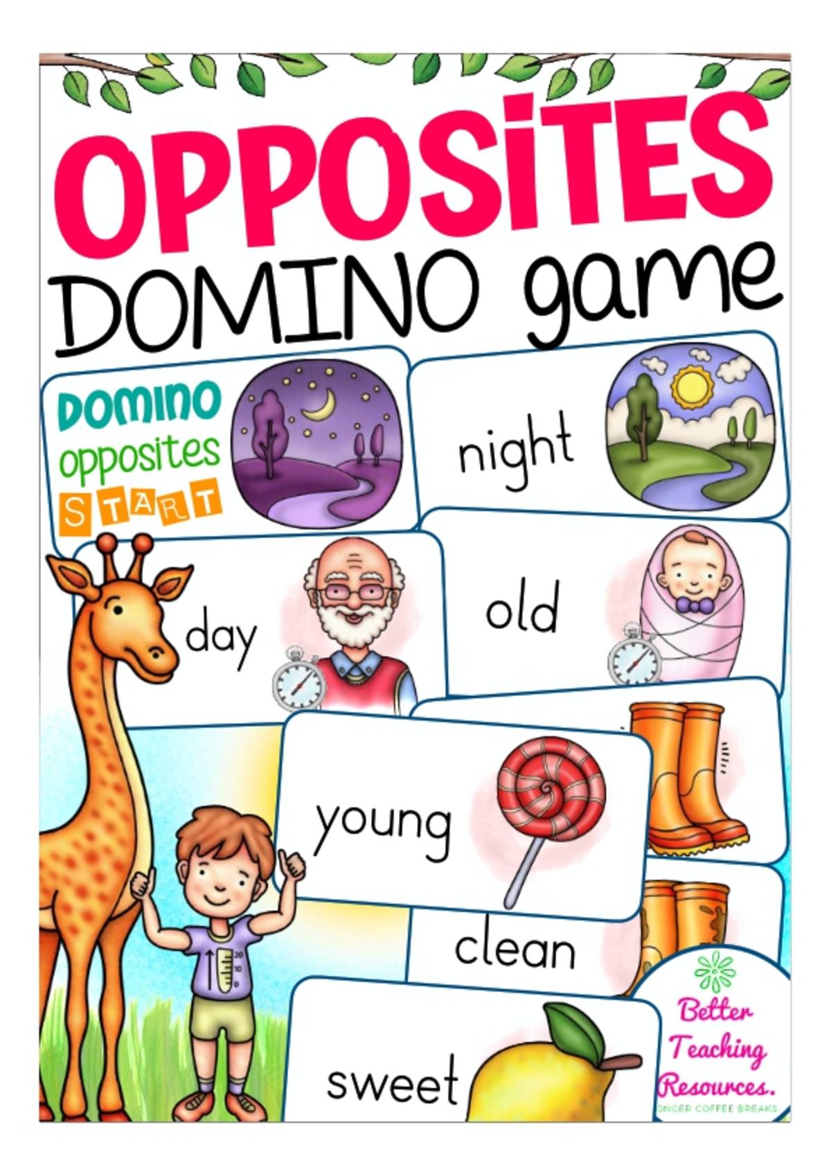 An educational teaching resource from Better Teaching Resources entitled Dominoes: Opposites downloadable at Teach Simple.