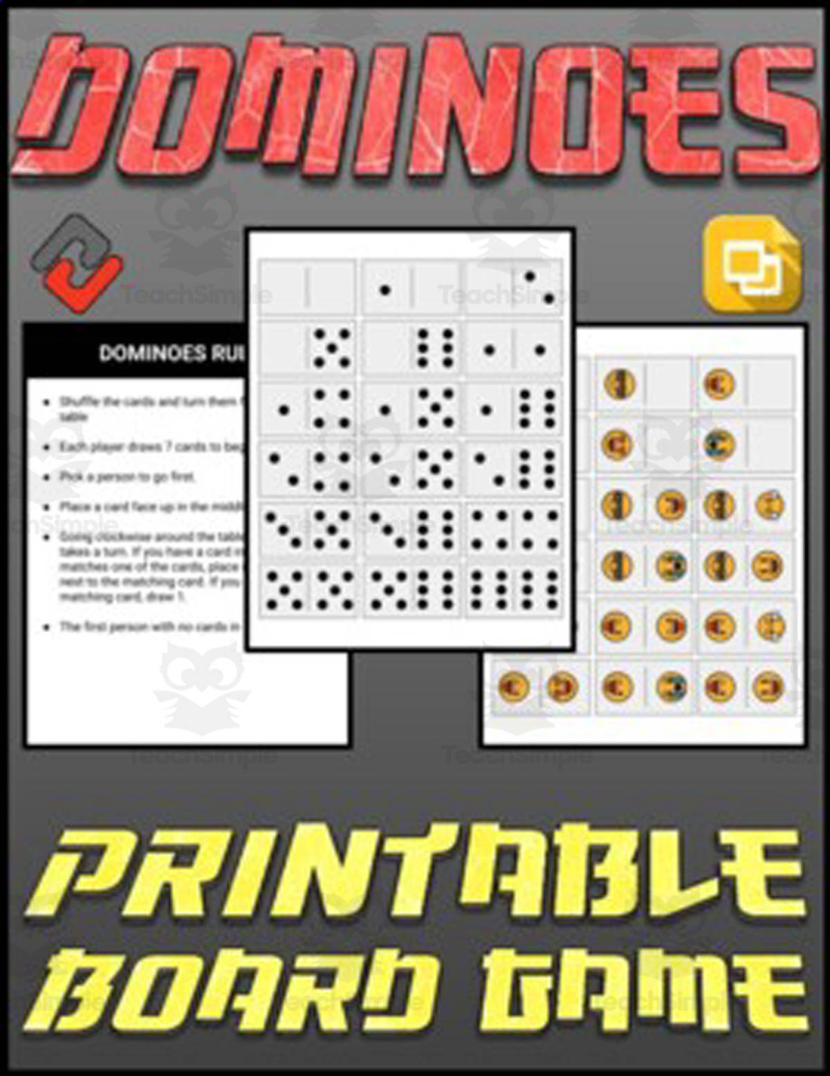 An educational teaching resource from Roombop entitled Dominoes Printable Board Game (Editable Google Slides) downloadable at Teach Simple.
